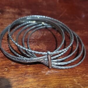 Elegant Multi Silver Bangle Set